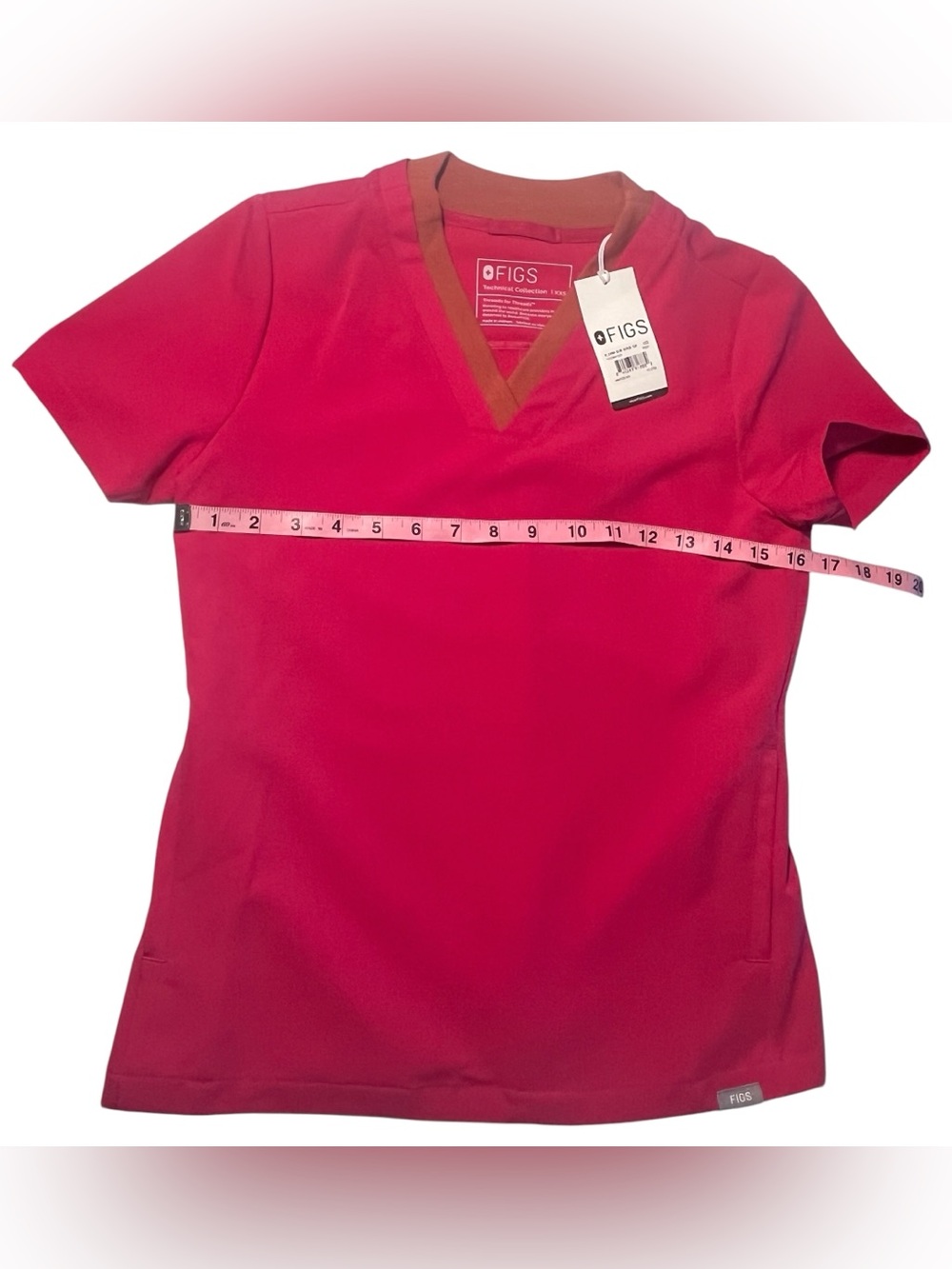 🩷🧡Figs Ultra Rose/ Terracotta Oran Slim top size XXS NWT - Picture 5 of 10